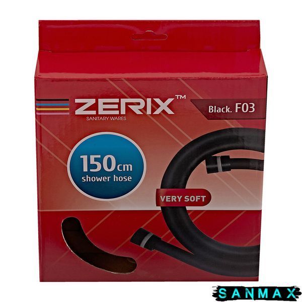 Шланг для душу Zerix F03 силіконовий 150 см Чорний коробка (ZX5566) ZX5566 фото