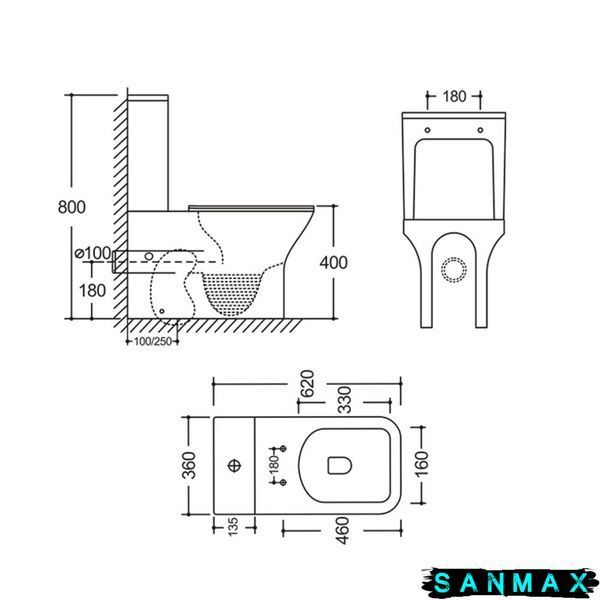 Унітаз-компакт Mixxus Style-0403-R 620х360х800mm, система змиву Rimless (MI6727) MI6727 фото