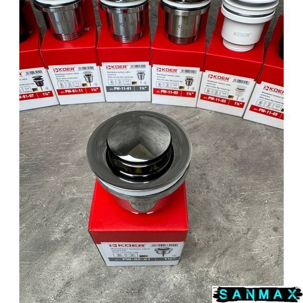 Донний клапан для умивальника без переливу Koer PW-02-01 Хром (KR3399) KR3399 фото