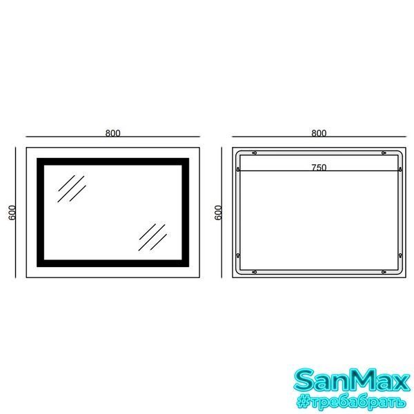 Дзеркало Mixxus Warm MR02-80x60 (годинник+температура, Led-підсвічування, антизапотівання) (MI6004) MI6004 фото