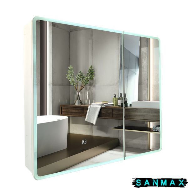 Дзеркальна шафка Mixxus Premium Olivary CM01-80x70x13 з LED Touch, димером, регулятором яскравості (MI8296) MI8296 фото