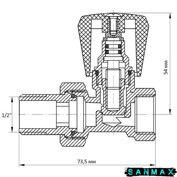 Кран радіаторний 1/2 прямий верхній з антіпротіканням Koer KR.903-Gi (KR0175) KR0175 фото