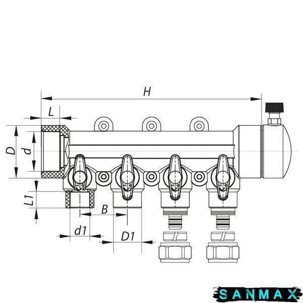Колектор розподільний 4-way з фітингом 40x20 PPR Koer K0192.PRO 16 (KP2557) KP2557 фото