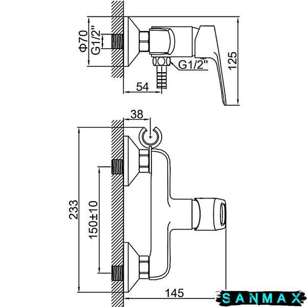 Змішувач настінний з гігієнічним душем Ledeme LM5249 Хром (LL0593) LL0593 фото