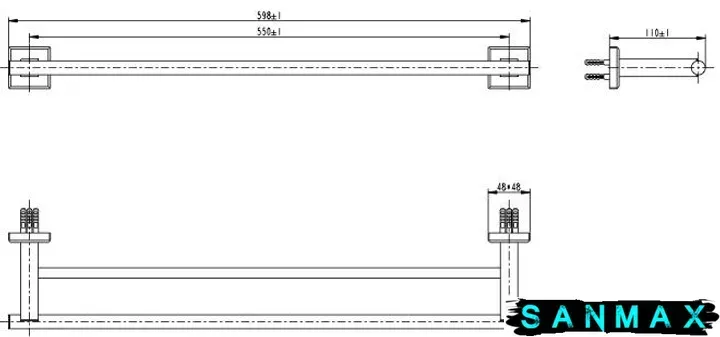 Тримач PERLA SOLID для рушників на 2 штанги PSA5245 хром PSA5245 фото