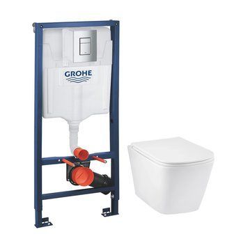 Комплект 4 в 1: Інсталяція Grohe Rapid SL 3 в 1 38772001 + Унітаз підвісний безобідковий Kroner Eifel WHI493436 TORNADO з сидінням (38772001KE493436T) 38772001KE493436T фото