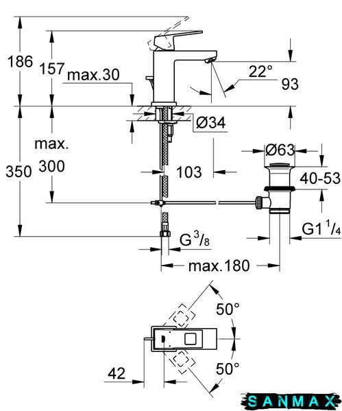 Змішувач для умивальника S-розміру Grohe Eurocube (2312700E) 2312700E фото