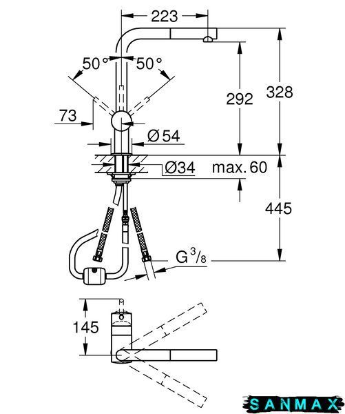 Змішувач для кухні з висувним виливом Grohe Minta (32168000) 32168000 фото