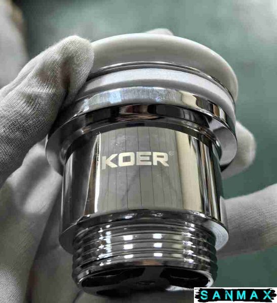 Донний клапан для умивальника універсальний Koer PW-01-11 Хром Біла керамічна накладка (KR3405) KR3405 фото