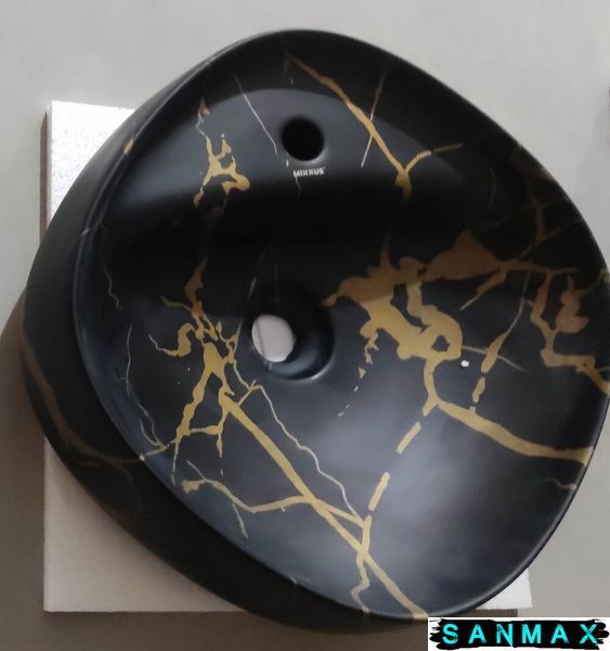 Раковина накладна Mixxus Premium Wave-0201 Marble 430х430х150mm з отвором під змішувач (MP6536) MP6536 фото