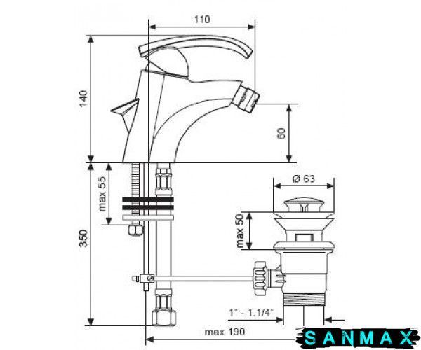 Змішувач Emmevi Ramses для біде мат-хр SC72004 SC72004 фото