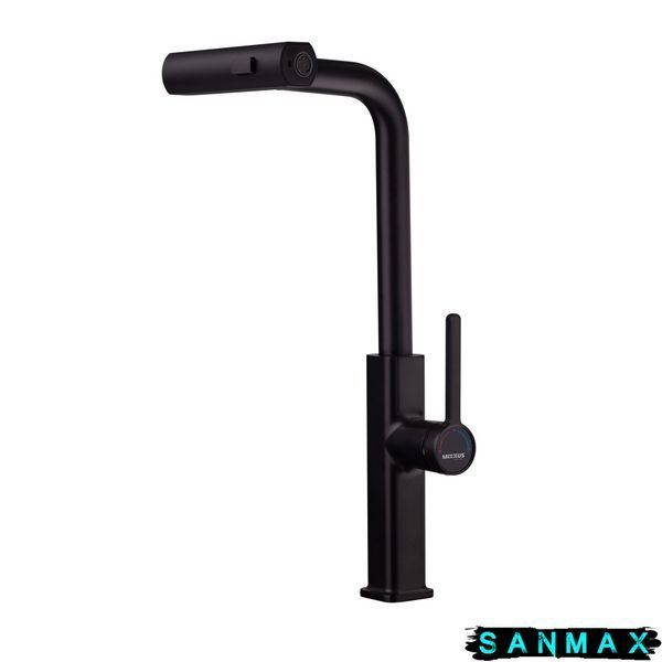 Змішувач для кухні з висувною лійкою Mixxus Premium Hammer 014 Чорний (MI6954) MI6954 фото