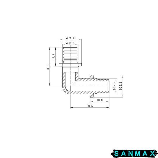 Кутник рівнопрохідний 90 Koer KA.L16 - 16(2.2mm) x 16(2.2mm) (KR4871) KR4871 фото