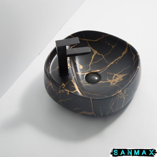 Раковина накладна Mixxus Premium Wave-0201 Marble 430х430х150mm з отвором під змішувач (MP6536) MP6536 фото
