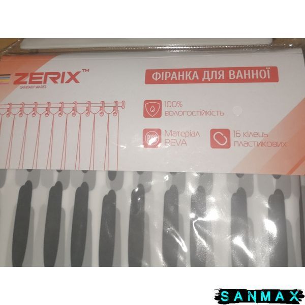 Шторка для ванної Zerix SCP-013-240x200 з PEVA (поліетиленвінілацетату) (Візерунок "Клітина" сіра) (ZX6086) ZX6086 фото