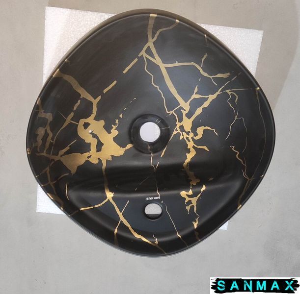 Раковина накладна Mixxus Premium Wave-0201 Marble 430х430х150mm з отвором під змішувач (MP6536) MP6536 фото