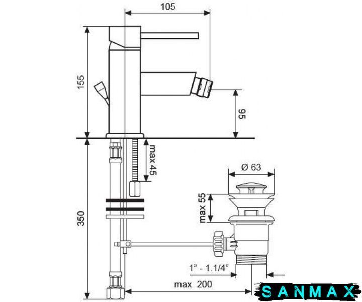 Змішувач Emmevi Piper для біде мат-хр SC45004 SC45004 фото