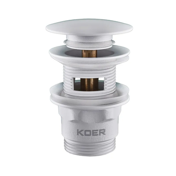 Донний клапан для умивальника з переливом Koer PW-03-03 Білий (KR3395) KR3395 фото