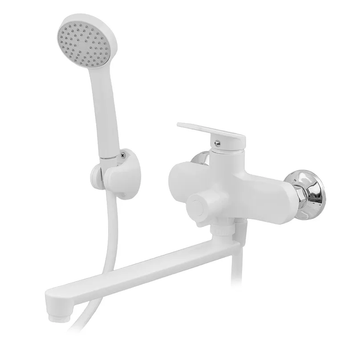 Змішувач для ванни Plamix Lucas-006 Euro Set Білий з шлангом, лійкою та кронштейном (PM0709) PM0709 фото