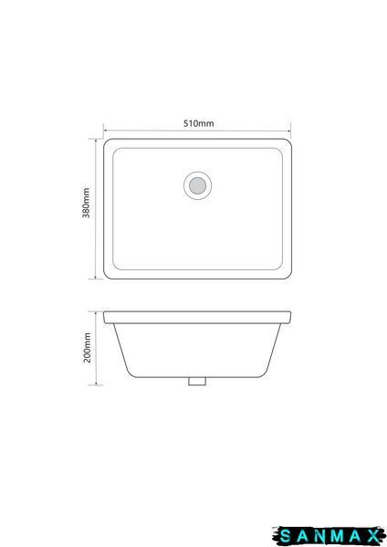 Раковина врізна під стільницю Mixxus Premium Style-1701 510х380х200mm з переливом (MP6567) MP6567 фото