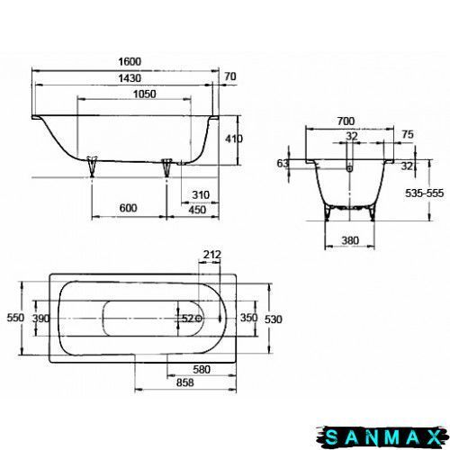 Ванна металева Kaldewei Saniform Plus 160х70 mod 362-1 111700010001 фото