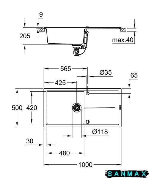 Композитна мийка для кухні Grohe K400 (31641AP0) 31641AP0 фото