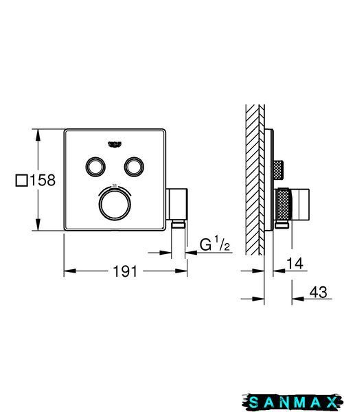 Термостат прихованого монтажу на 2 споживача Grohe Grohtherm SmartControl (29125000) 29125000 фото