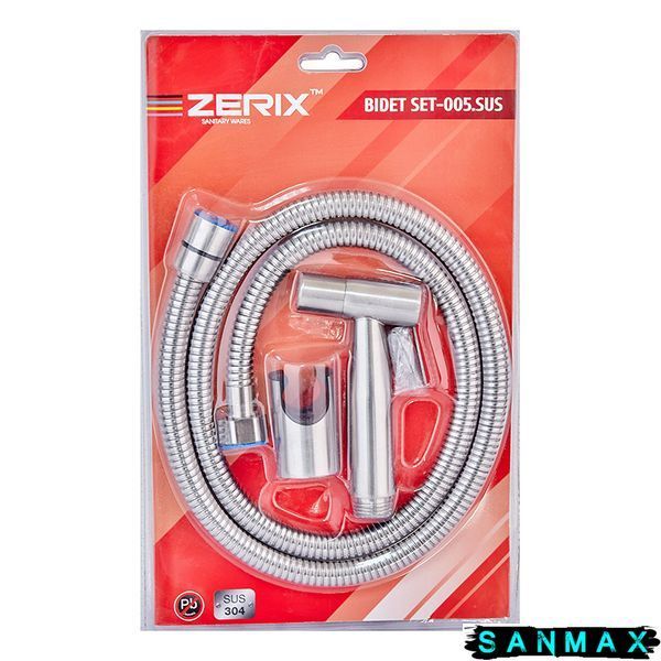 Гігієнічний набір (шланг+кронштейн+лійка) Zerix Bidet Set-005.Sus Нерж Блістер (ZX5026) ZX5026 фото