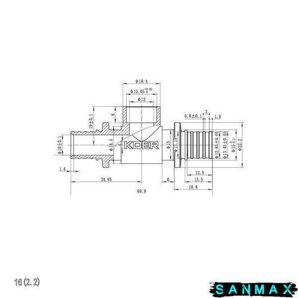 Трубка Т-подібна для приєднання радіатора Koer KA.D16-16-250 (KR4905) KR4905 фото