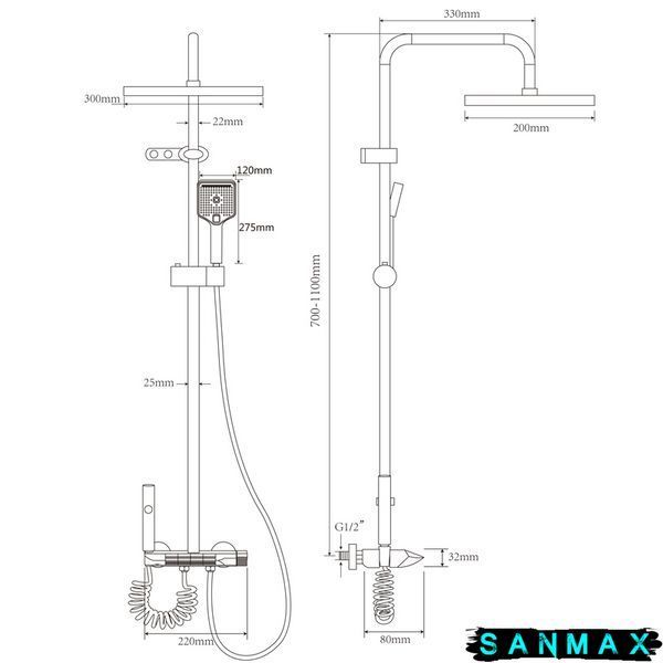 Душова система зі змішувачем Champion Pbm-009-J Графіт (CH6501) CH6501 фото