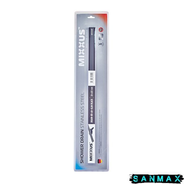 Душовий лінійний трап Mixxus Drain-05-60-Slim Чорний 30x600 із нержавіючої сталі (MI6169) MI6169 фото