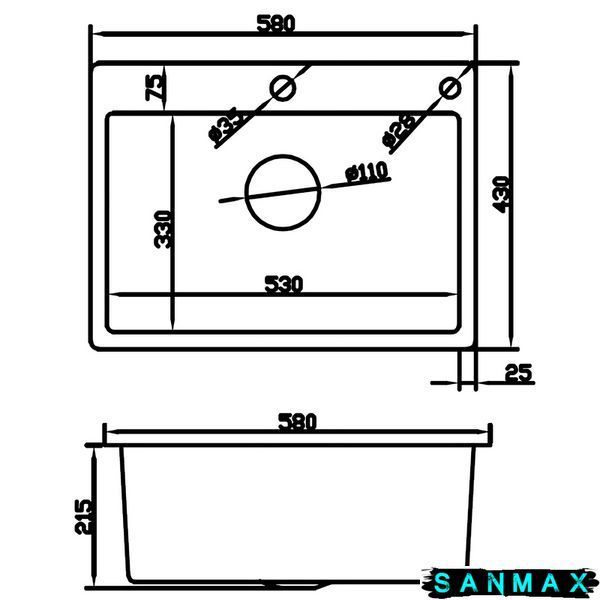 Кухонна інтегрована мийка Mixxus MH5843 Decor Nano-Silver (3.0/0.8) колір нержавійка (MI7041) MI7041 фото
