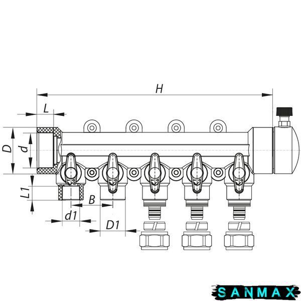 Колектор розподільний 5-way з фітингом 40x20 PPR Koer K0193.PRO 13 (KP2558) KP2558 фото