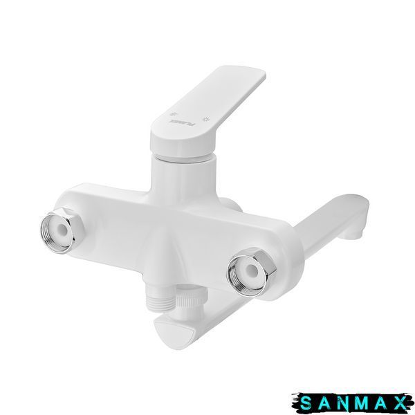 Змішувач для ванни Plamix Lucas-006 Euro Set Білий з шлангом, лійкою та кронштейном (PM0709) PM0709 фото