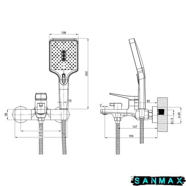 Змішувач для ванни Mixxus Premium Degas 009 Euro Хром (MI8248) MI8248 фото