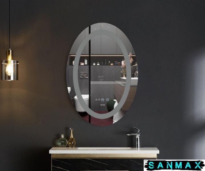 Дзеркало Mixxus Plain MV02-60x80 з Led Touch, Anti-fog, димером, регулюванням яскравості, годинником (MI6933) MI6933 фото