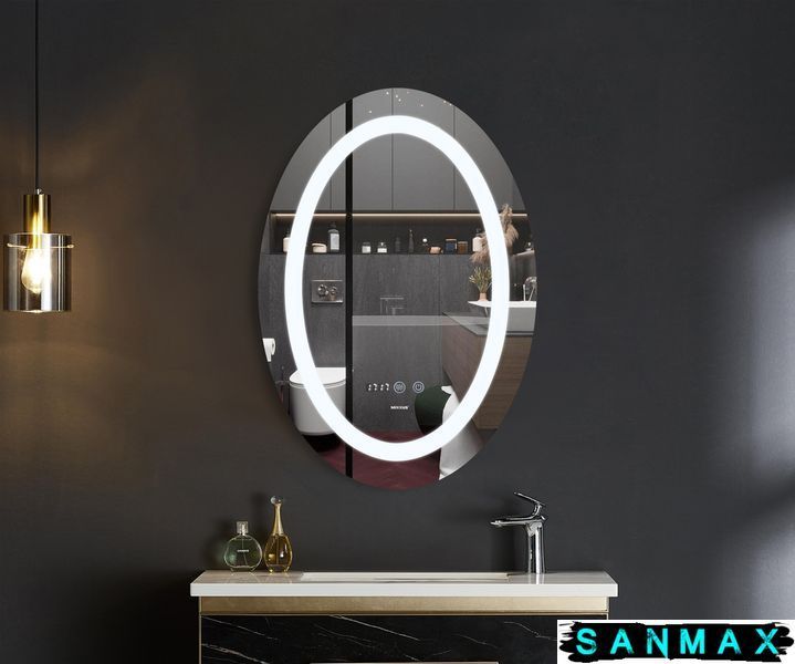 Дзеркало Mixxus Plain MV02-60x80 з Led Touch, Anti-fog, димером, регулюванням яскравості, годинником (MI6933) MI6933 фото