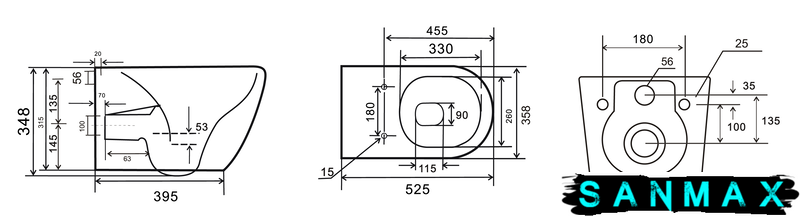 Унітаз підвісний Mixxus Premium Ellipse-0309-T1 Сірий 530x360x350mm система змиву Tornado 1.0 (MP6655) MP6655 фото