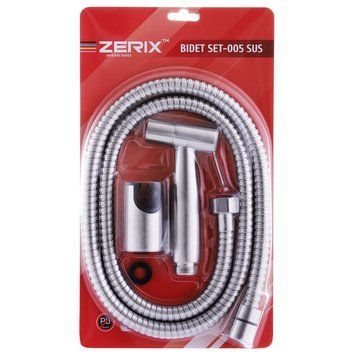 Гігієнічний набір (шланг+кронштейн+лійка) Zerix Bidet Set-005 Нерж Блістер (ZX3100) ZX3100 фото