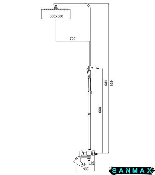 Душова система зі змішувачем Koer KB-56007-01 Хром (KR3460) KR3460 фото
