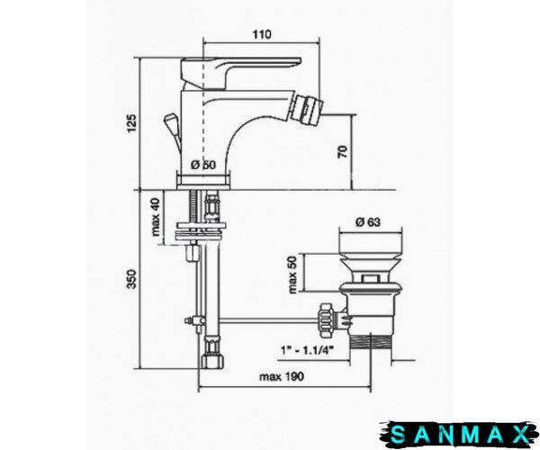 Змішувач Emmevi Nefer для біде small хром CR770044 CR77044 фото