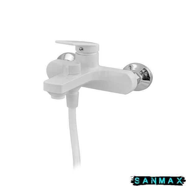 Змішувач для ванни Plamix Lucas-009 Euro Set Білий з шлангом, лійкою та кронштейном (PM0708) PM0708 фото