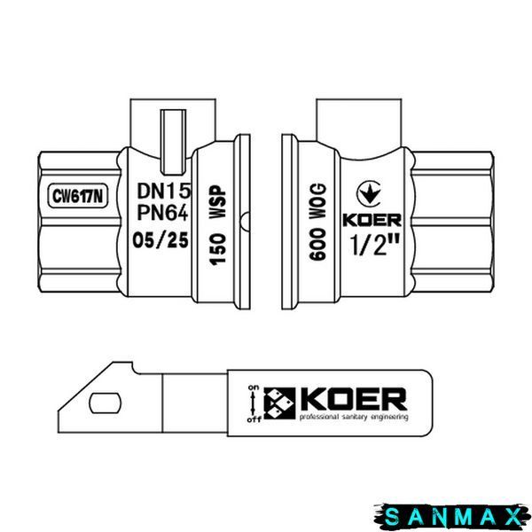 Кран кульовий 1/2 РГШ Вода Koer Extreme KE.215-15 Червона ручка (KR5750) KR5750 фото
