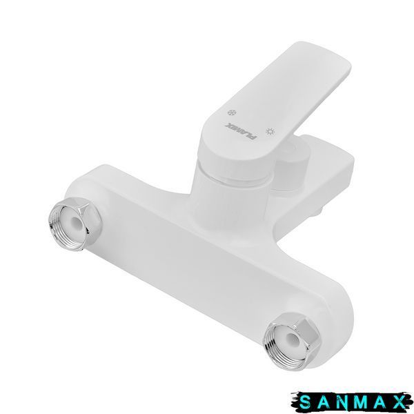 Змішувач для ванни Plamix Lucas-009 Euro Set Білий з шлангом, лійкою та кронштейном (PM0708) PM0708 фото