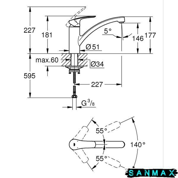 Змішувач одноважільний для мийки Grohe Eurosmart (332812433) 332812433 фото