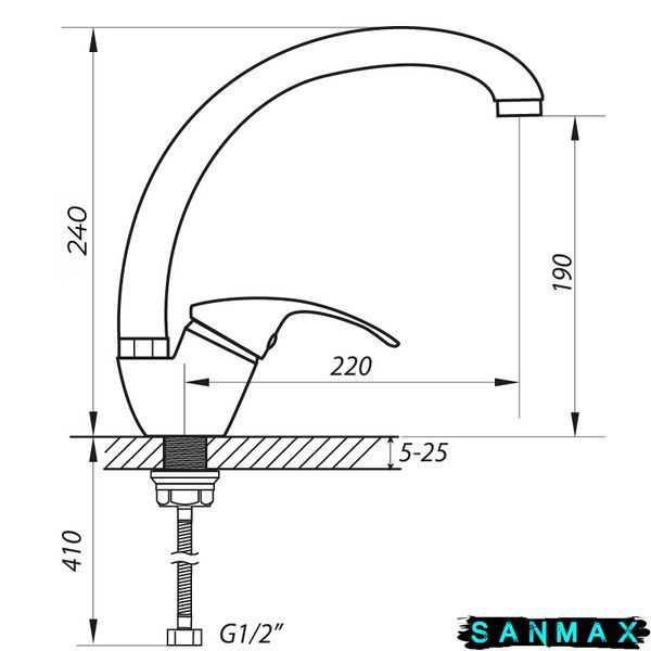 Змішувач для кухні Zerix YUB 181 чорний (ZX2793) ZX2793 фото