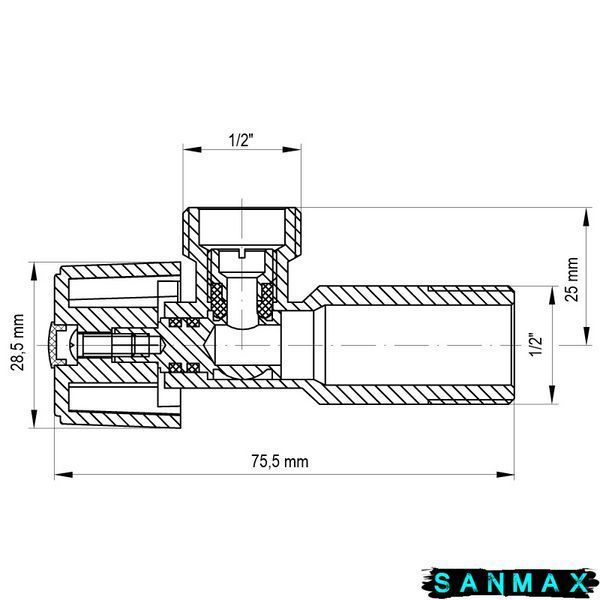 Кран приладовий Koer 1/2x1/2 (KR.511) Хром (KR0101) KR0101 фото