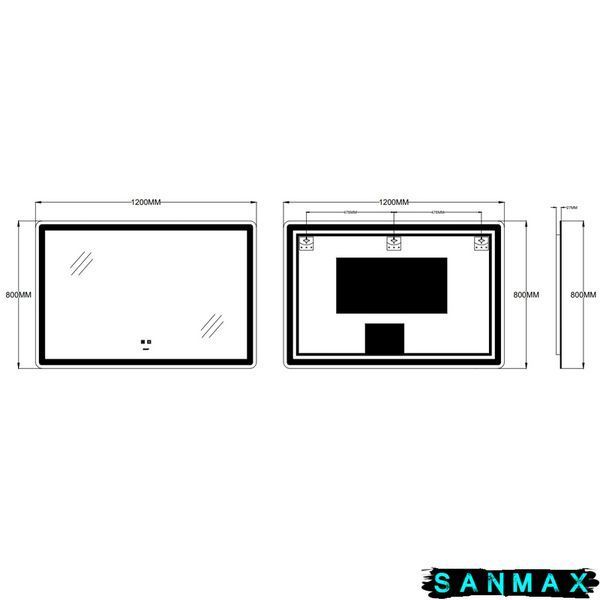 Дзеркало Zerix Mirra MR05-120x80 з LED Touch, Anti-fog, димером, регулятором яскравості (ZX6061) ZX6061 фото