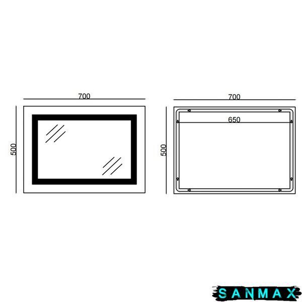 Дзеркало Mixxus Style MR03-70x50 (годинник, Led-підсвітка, антизапотівання) (MI6006) MI6006 фото