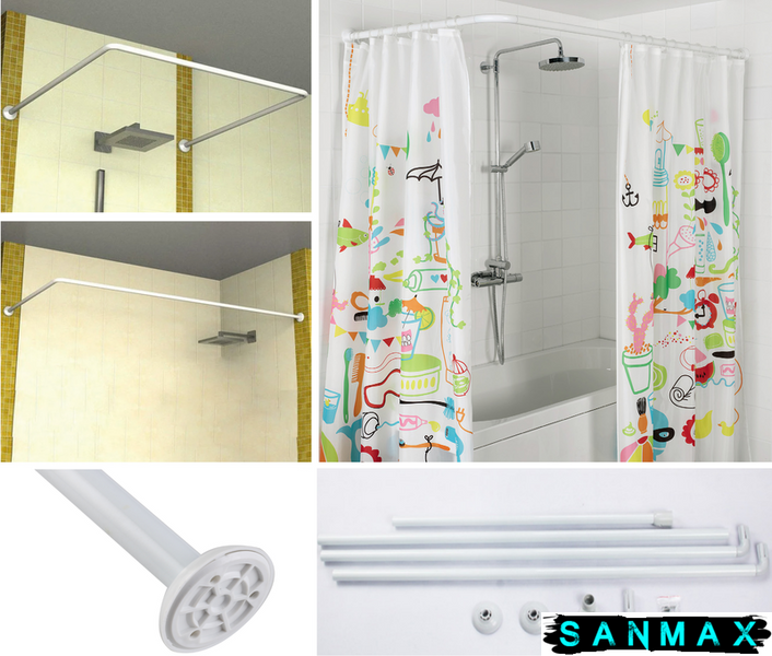 Штанга для шторки П-подібна універсальна Mixxus CRA-U-90x90x90 90x90x90cm, 90x180cm, 270cm (алюміній) блістер (AC3593) AC3593 фото